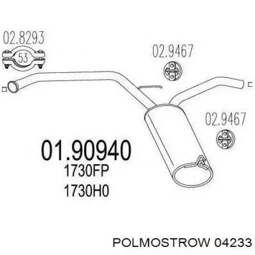 04.233 Polmostrow silenciador posterior