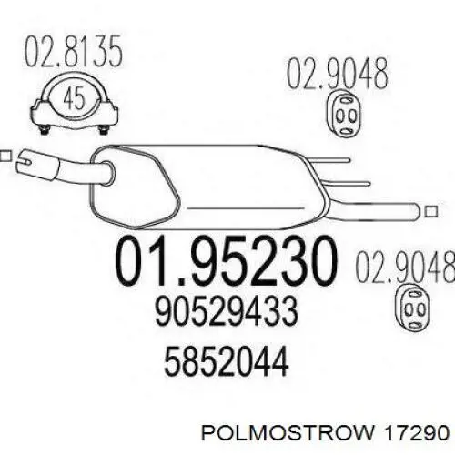 17290 Polmostrow silenciador posterior