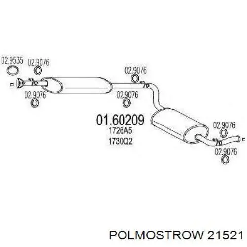 21.521 Polmostrow tubo de admisión del silenciador de escape delantero