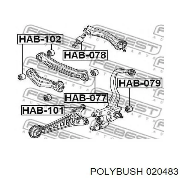 020483 Polybush suspensión, brazo oscilante trasero inferior