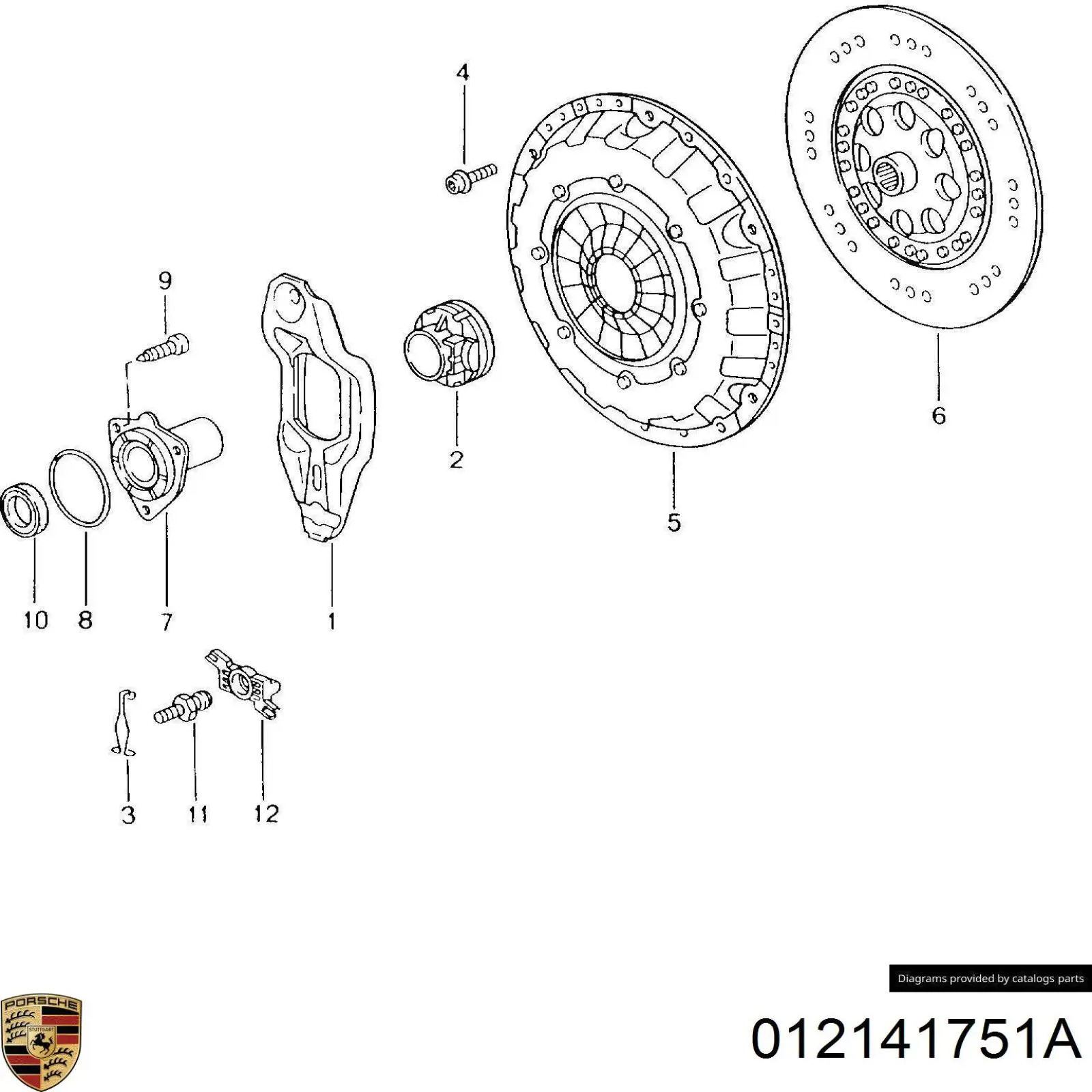 012141751A Porsche Eje de horquilla de embrague