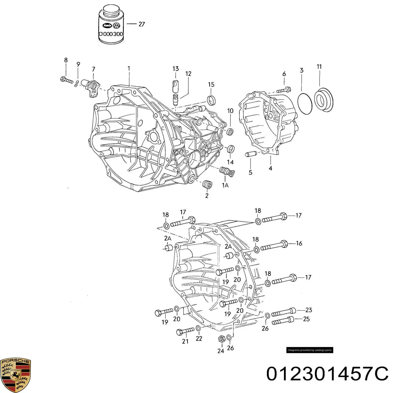 012301457C Porsche sello de aceite del vastago de la caja de engranajes