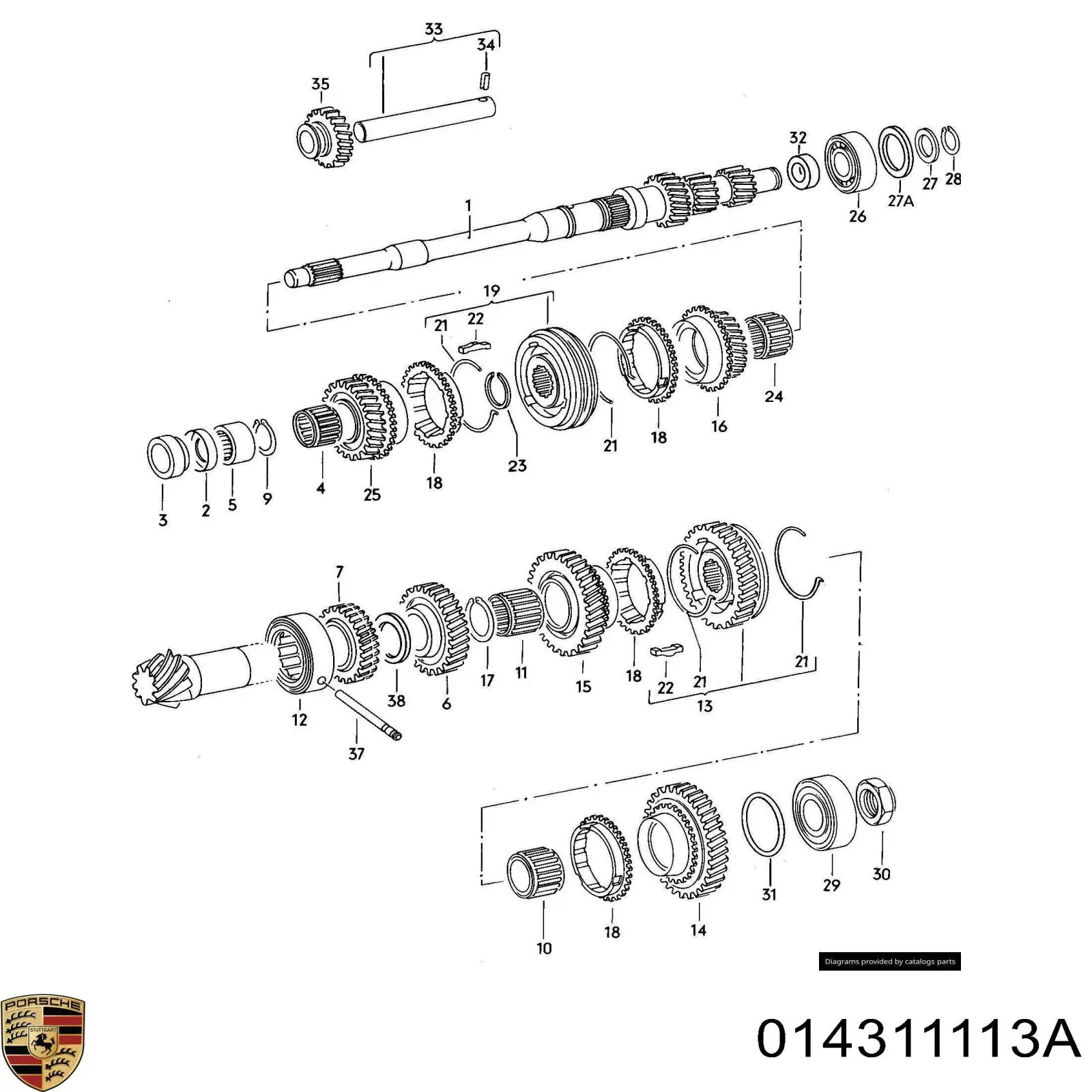 014311113A Porsche anillo reten caja de cambios