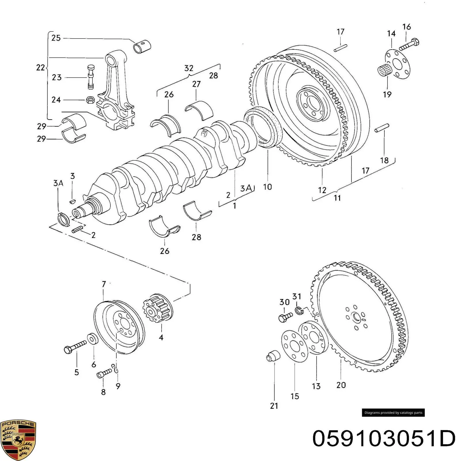 Retén de cigüeñal 059103051D VAG