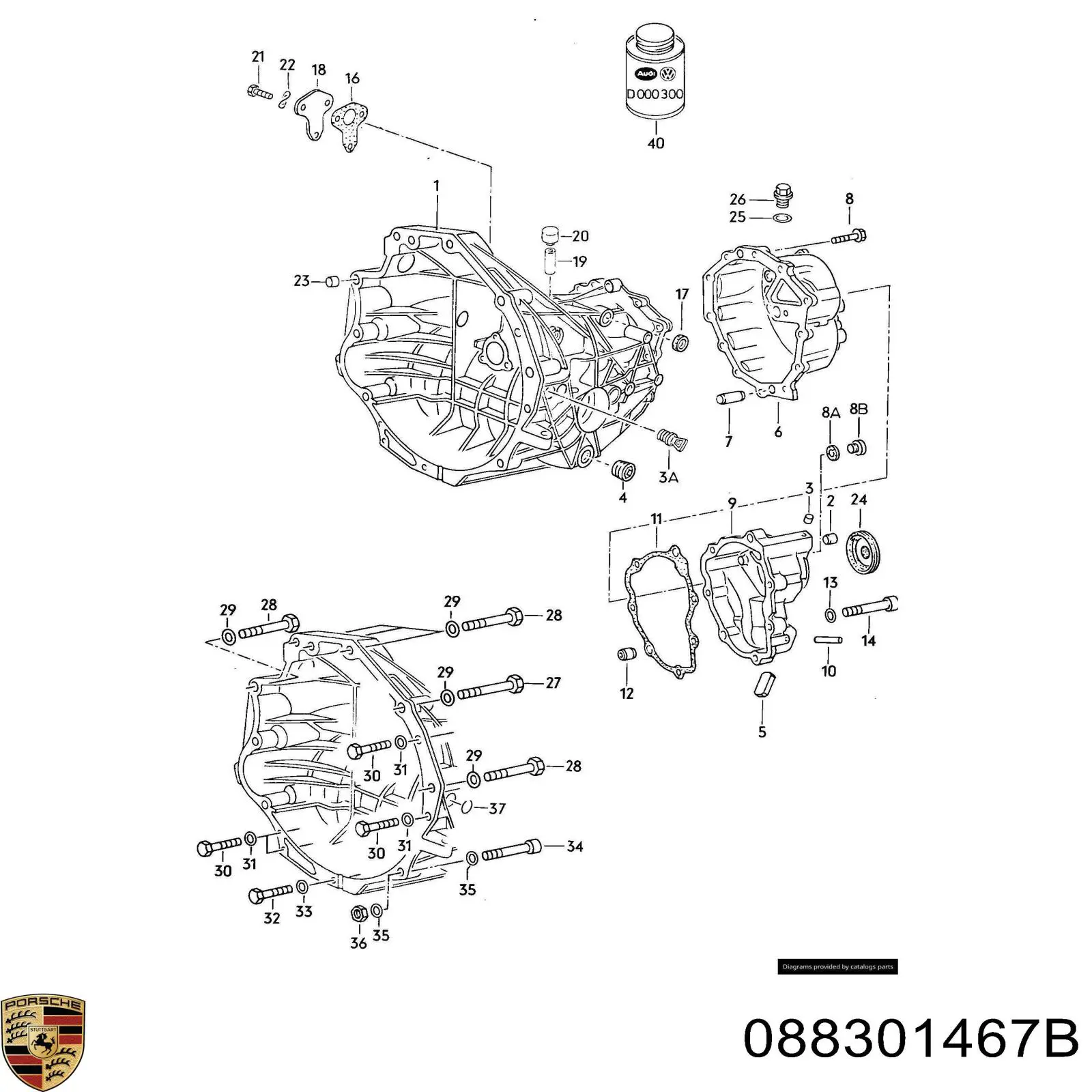 088301467B Porsche tapa trasera caja de cambios