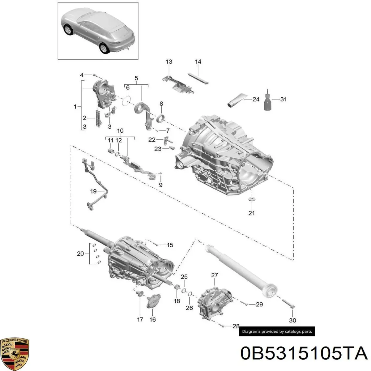 0B5315105TA Porsche Tubo doble del radiador de aceite de la transmisión automática