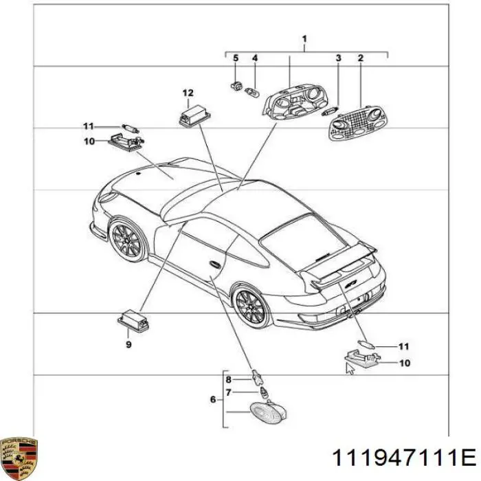 111947111E Porsche luz interior (cabina)