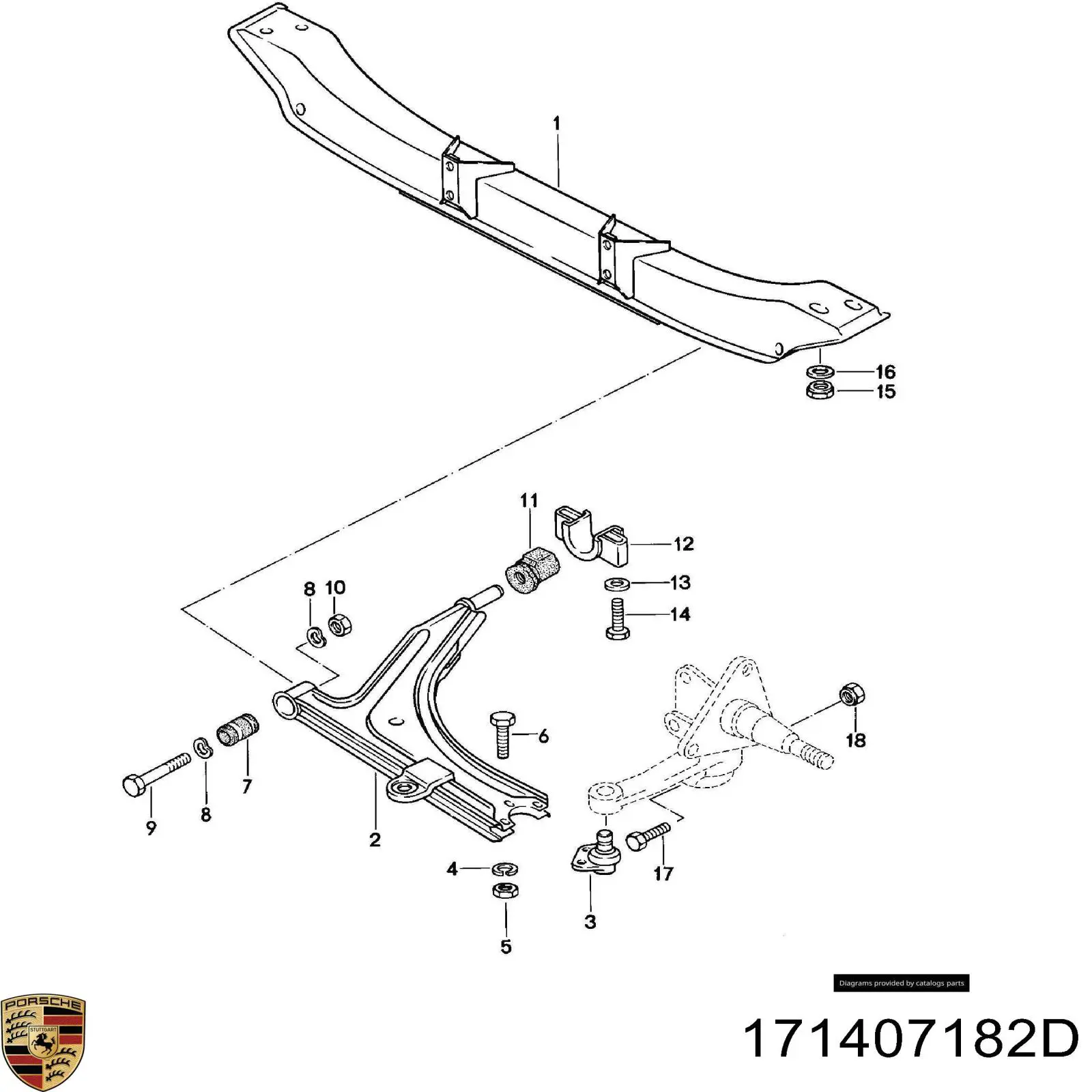171407182D Porsche silentblock de suspensión delantero inferior