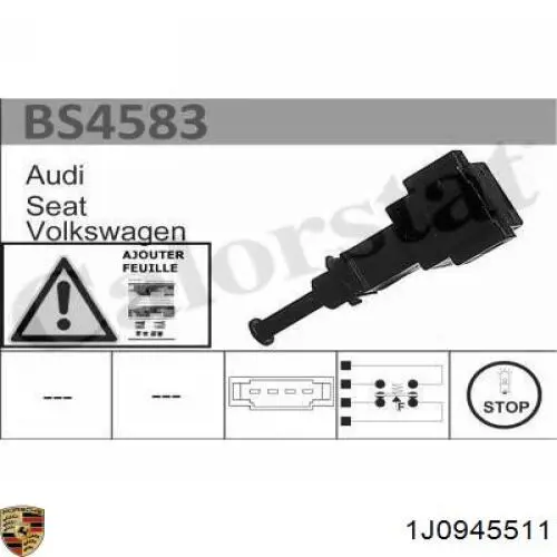 1J0945511 Porsche interruptor luz de freno