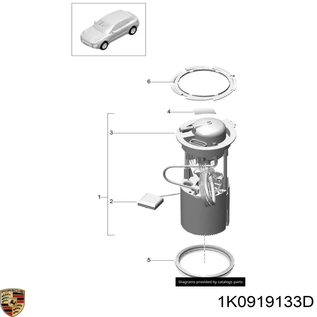 1K0919133D Porsche junta, sensor de nivel de combustible, bomba de combustible (depósito de combustible)