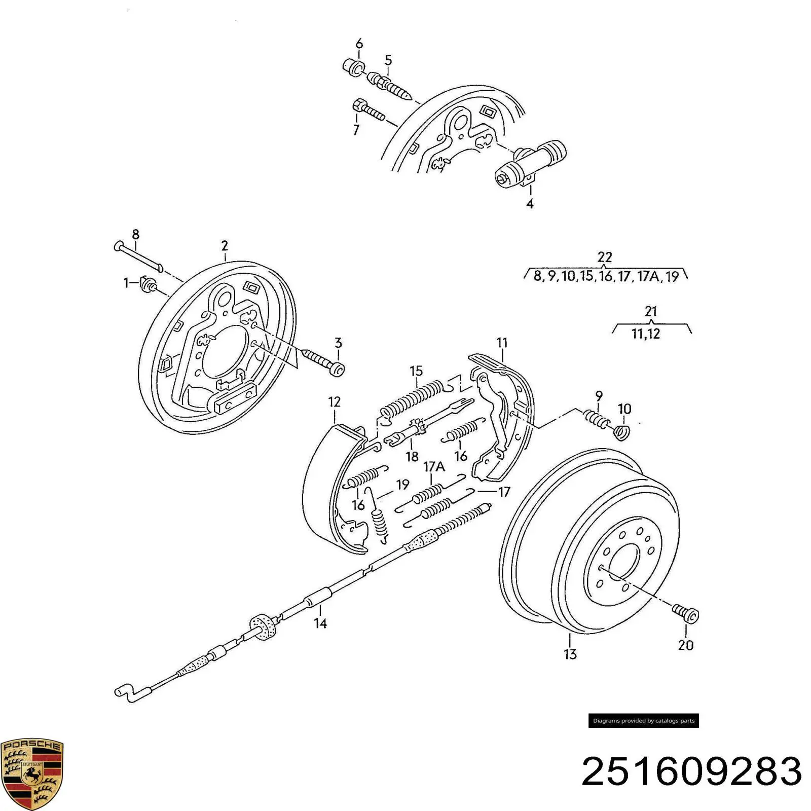Comprar 251609309 VAG Kit de montaje de zapatas de freno traseras