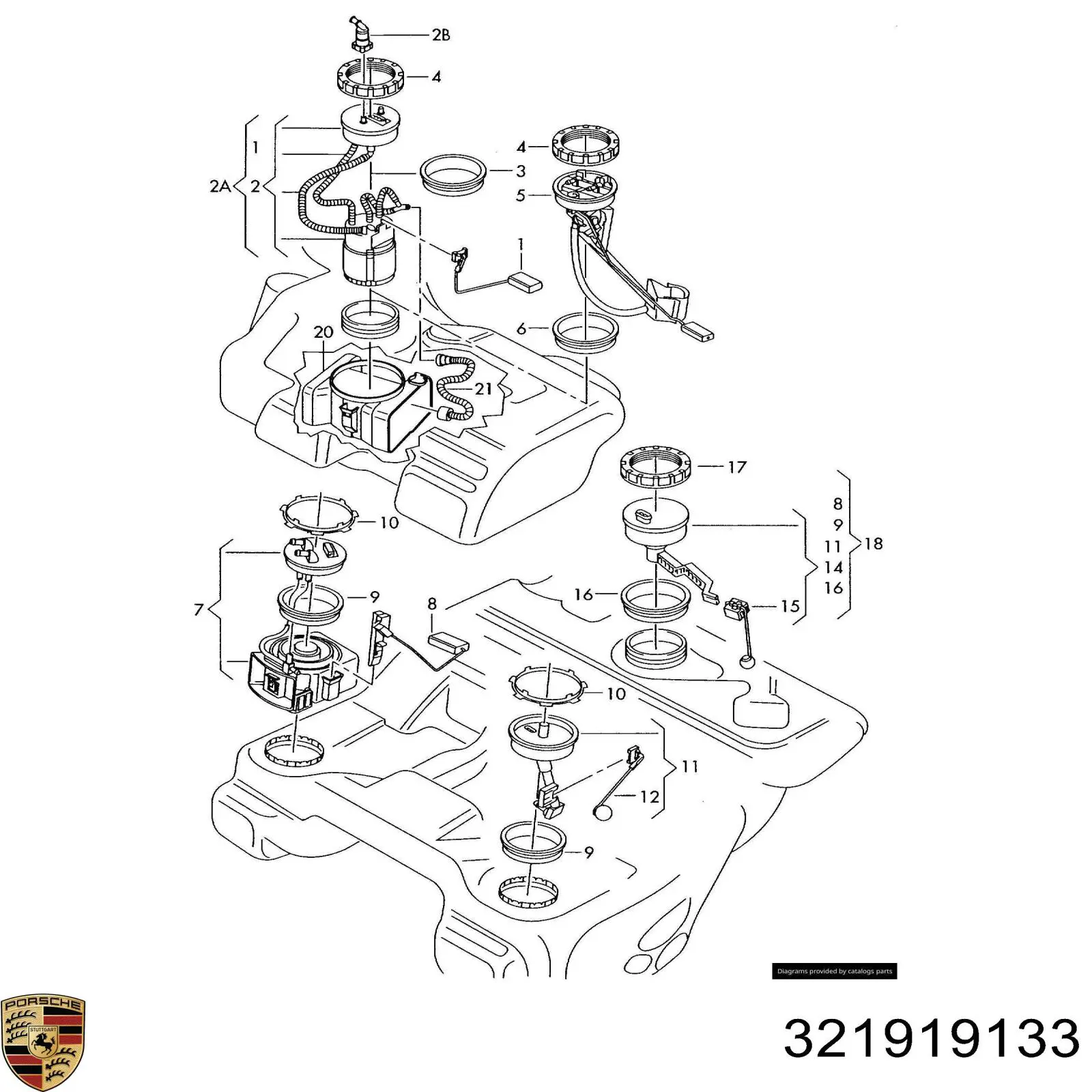 321919133 Porsche junta, sensor de nivel de combustible, bomba de combustible (depósito de combustible)