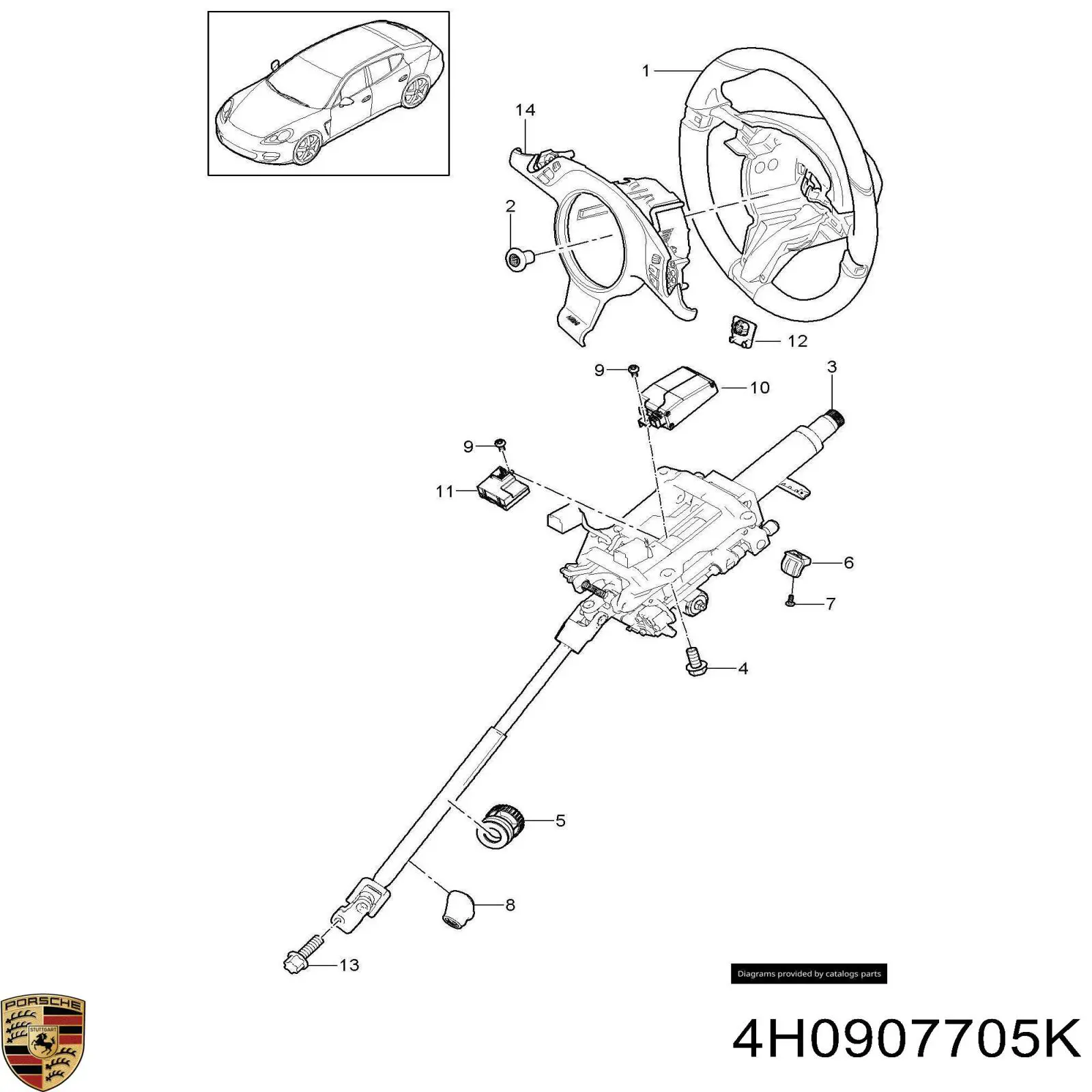 4H0907705G Porsche Módulo electrónico de la columna de dirección