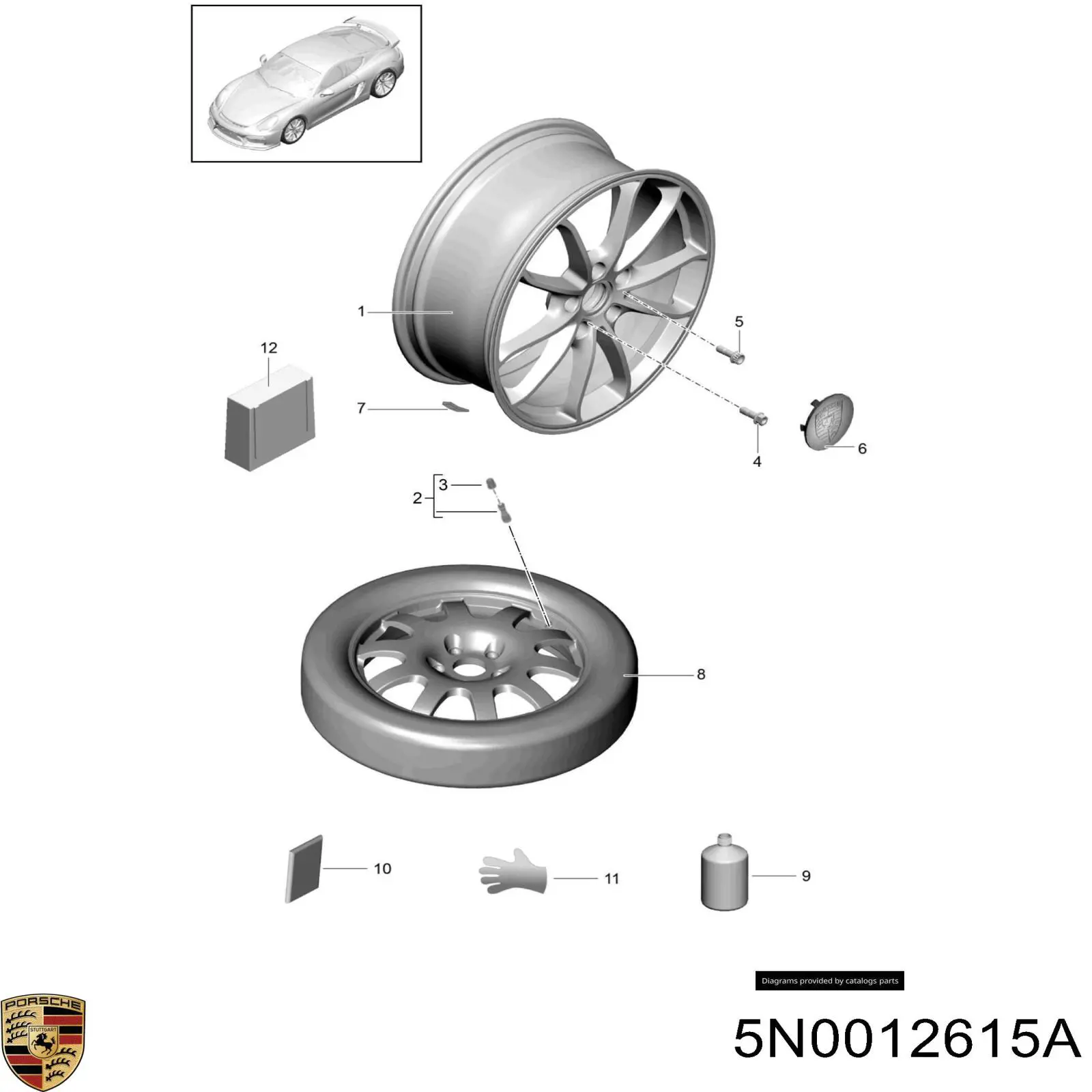 5N0012615A Porsche compresor de inflado de neumaticos