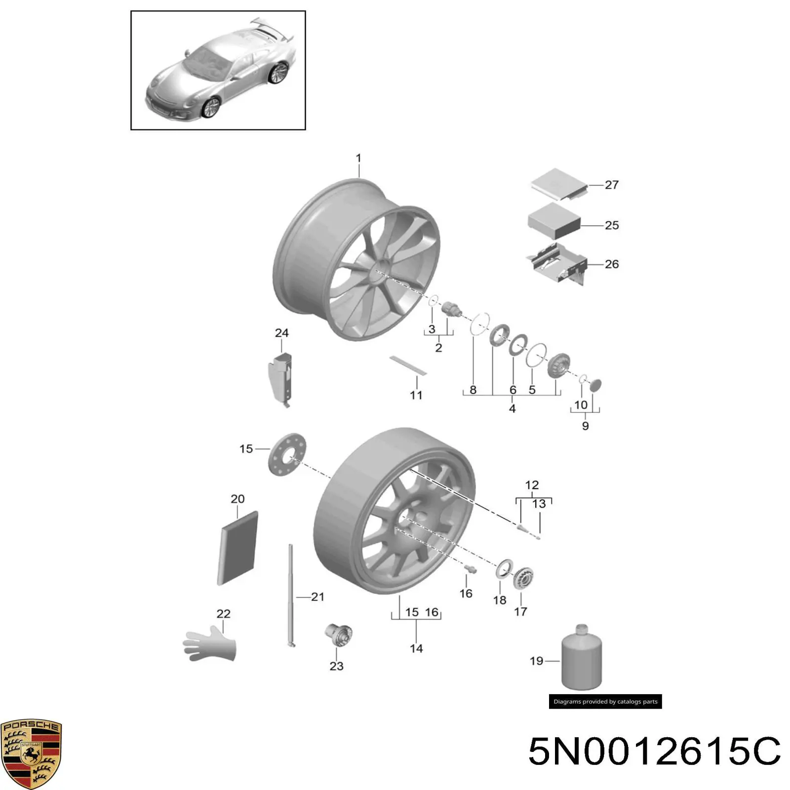 5N0012615C Porsche compresor de inflado de neumaticos