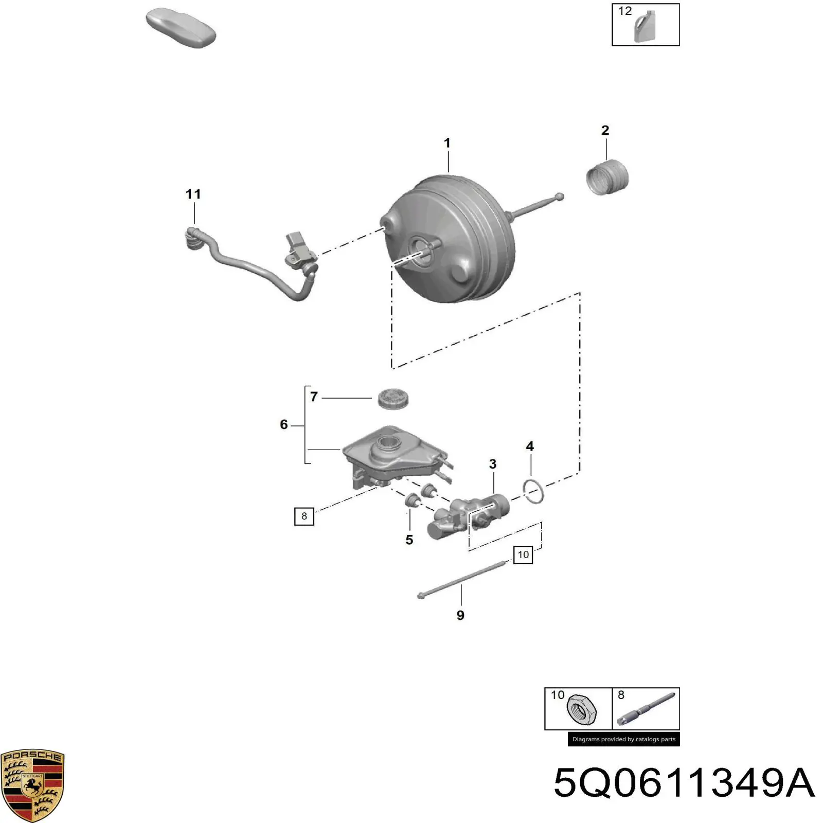 5Q0611349A Porsche tapa tanque del cilindro de freno principal