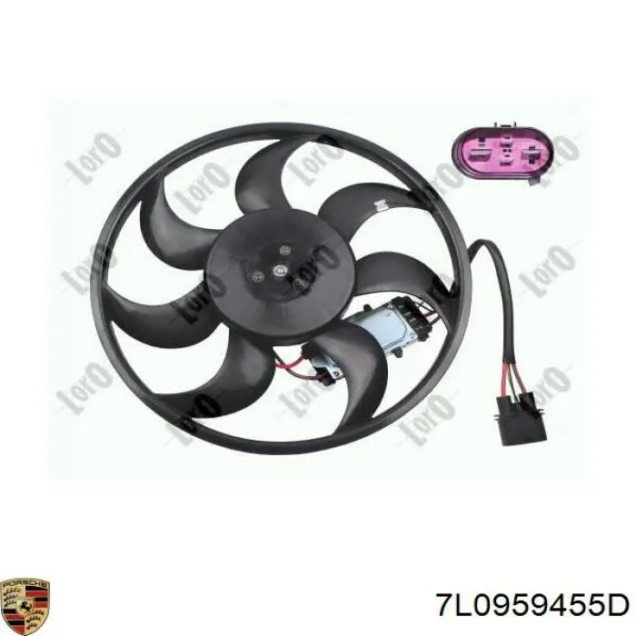 7L0959455D Porsche ventilador (rodete +motor refrigeración del motor con electromotor derecho)