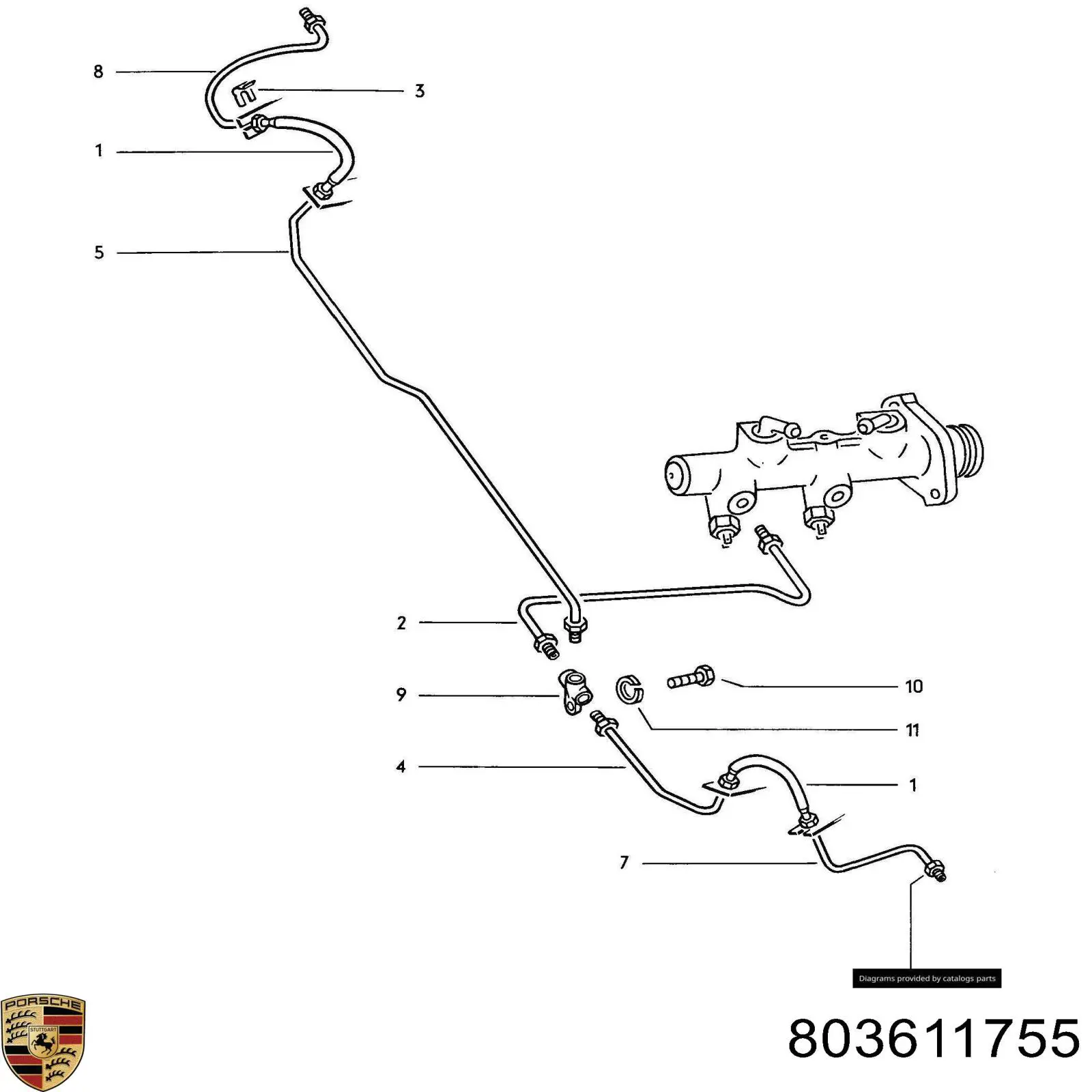 803611755 Porsche tee de tubo de freno