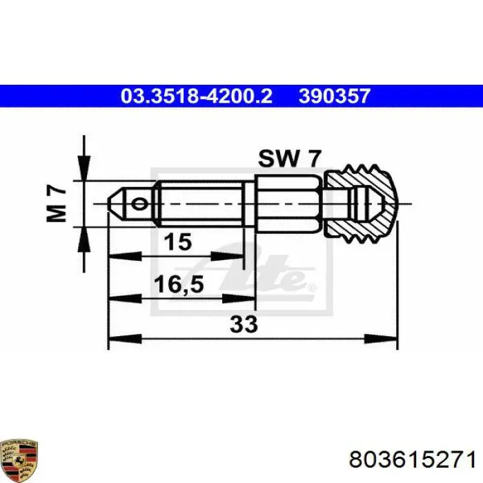 803615271 Porsche tornillo/valvula purga de aire, pinza de freno delantero