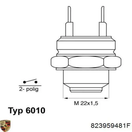 823959481F Porsche sensor, temperatura del refrigerante (encendido el ventilador del radiador)