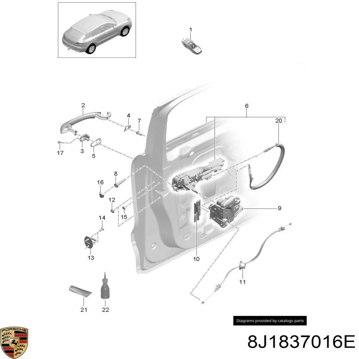 Cerradura de puerta delantera derecha Porsche 8J1837016E precio, desde 41,12 EUR