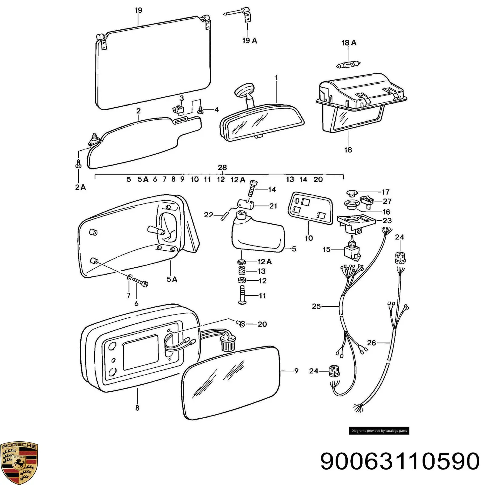 Lámpara de luz interior de cabina Porsche 90063110590 precio, desde 0,67 EUR
