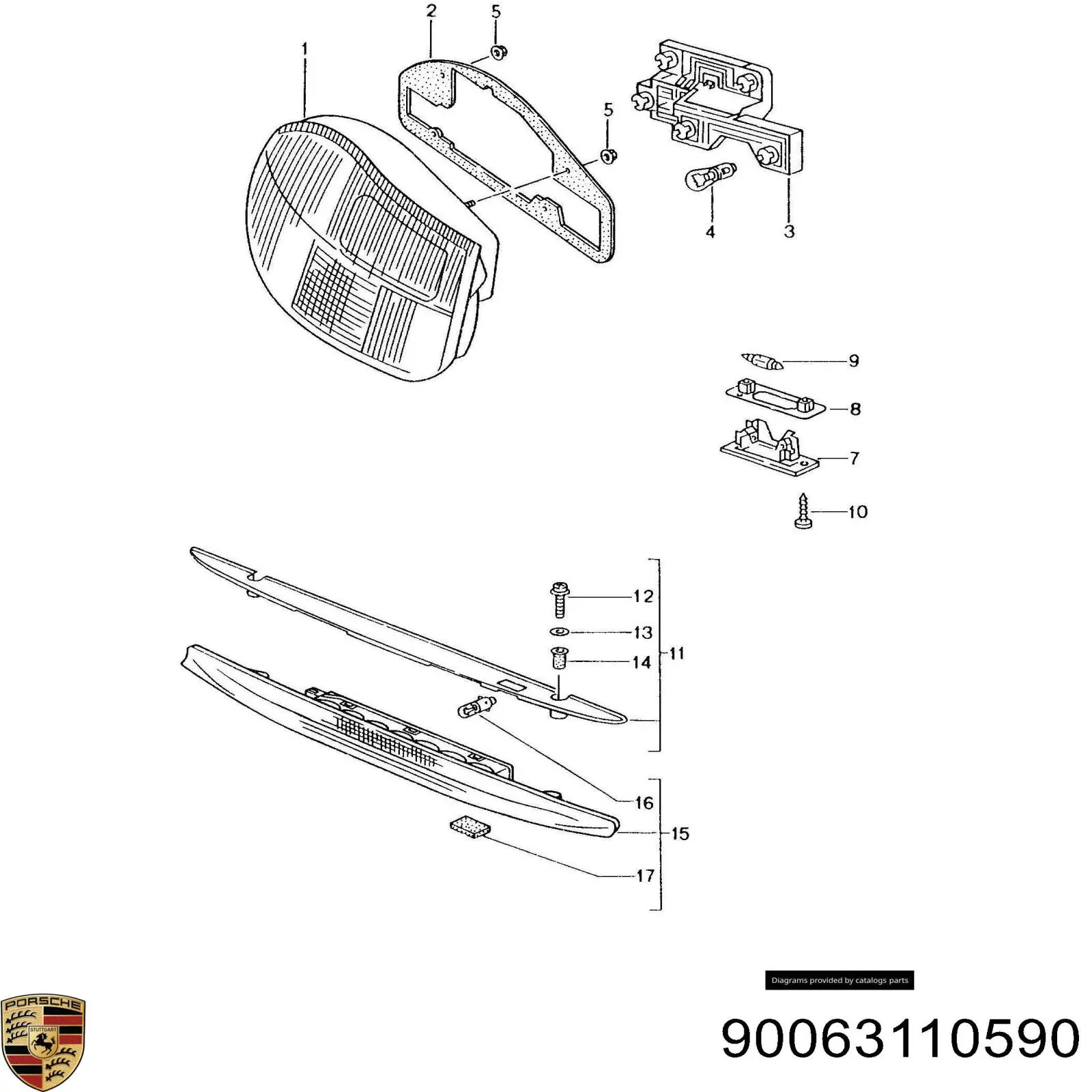 Comprar 90063110590 Porsche Lámpara de luz interior de cabina