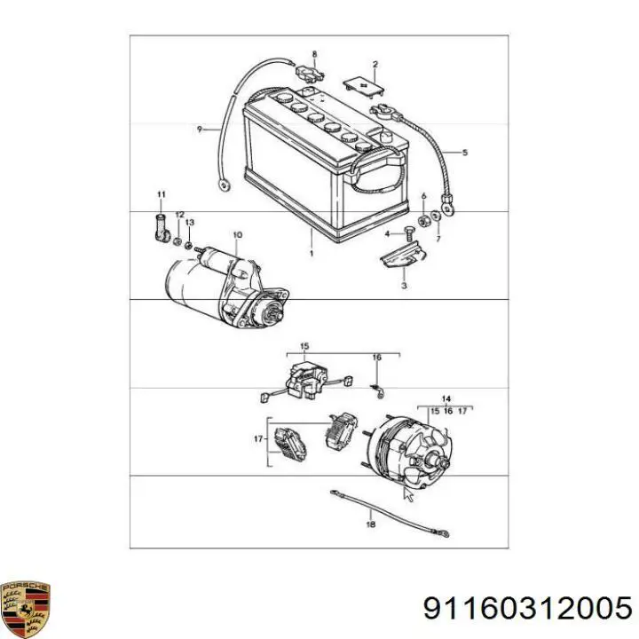 Alternador PORSCHE 91160312005