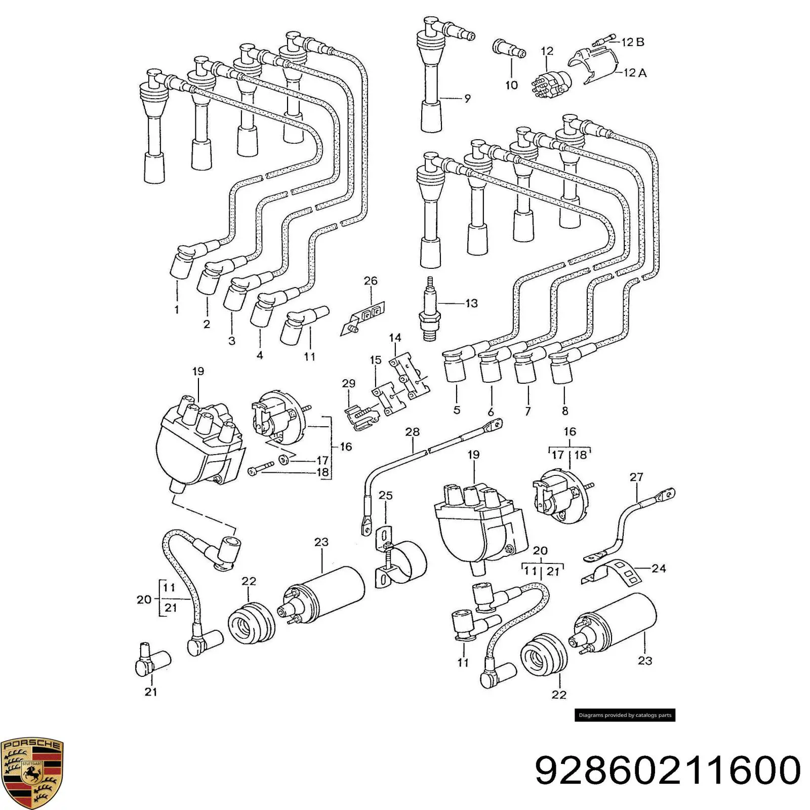 92860211600 Porsche bobina de encendido