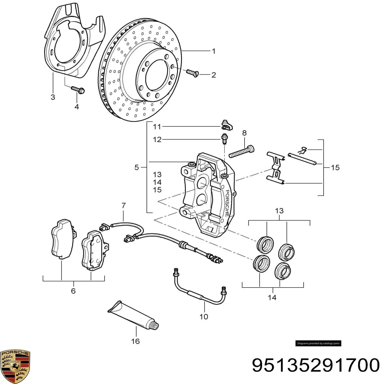 Kit de reparación de pinzas trasero VAG 95135291700