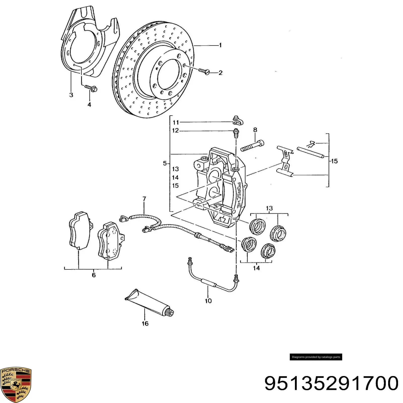 Kit de reparación de pinzas de freno trasero 95135291700 VAG