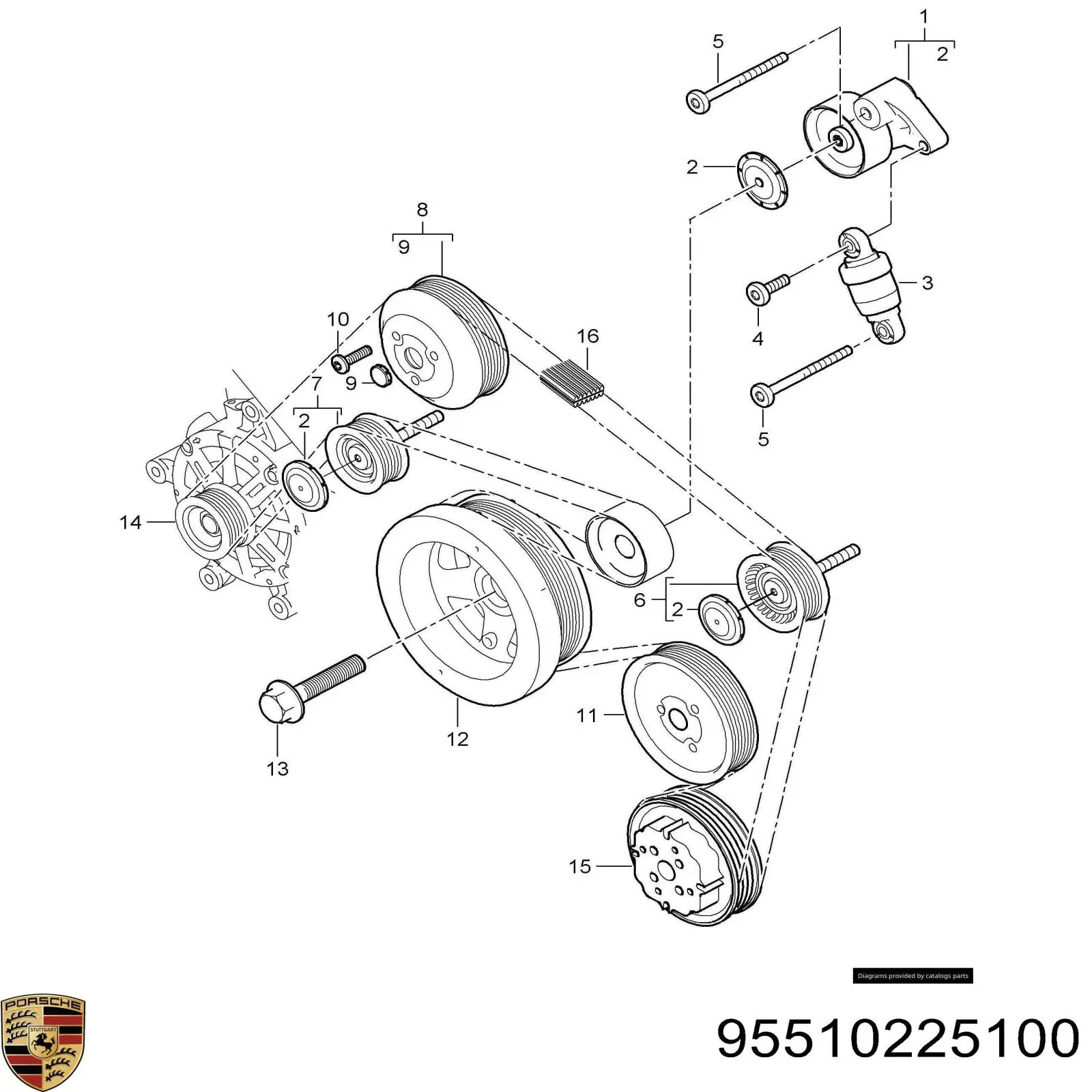 95510225100 Porsche correa trapezoidal