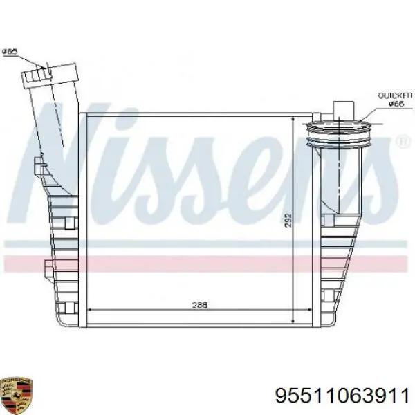 95511063911 Porsche radiador de aire de admisión