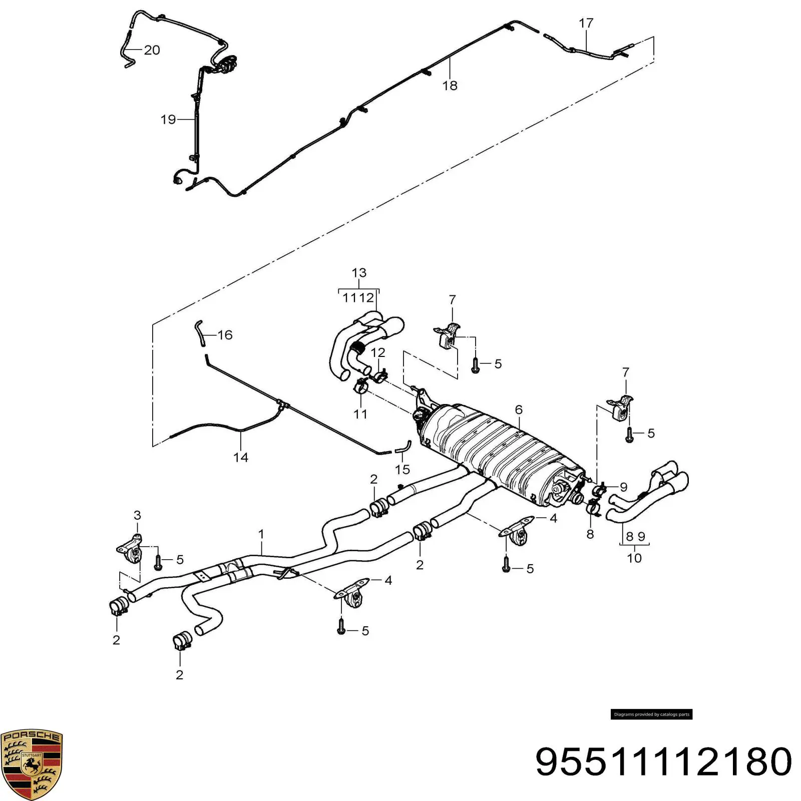 95511112180 Porsche silenciador posterior