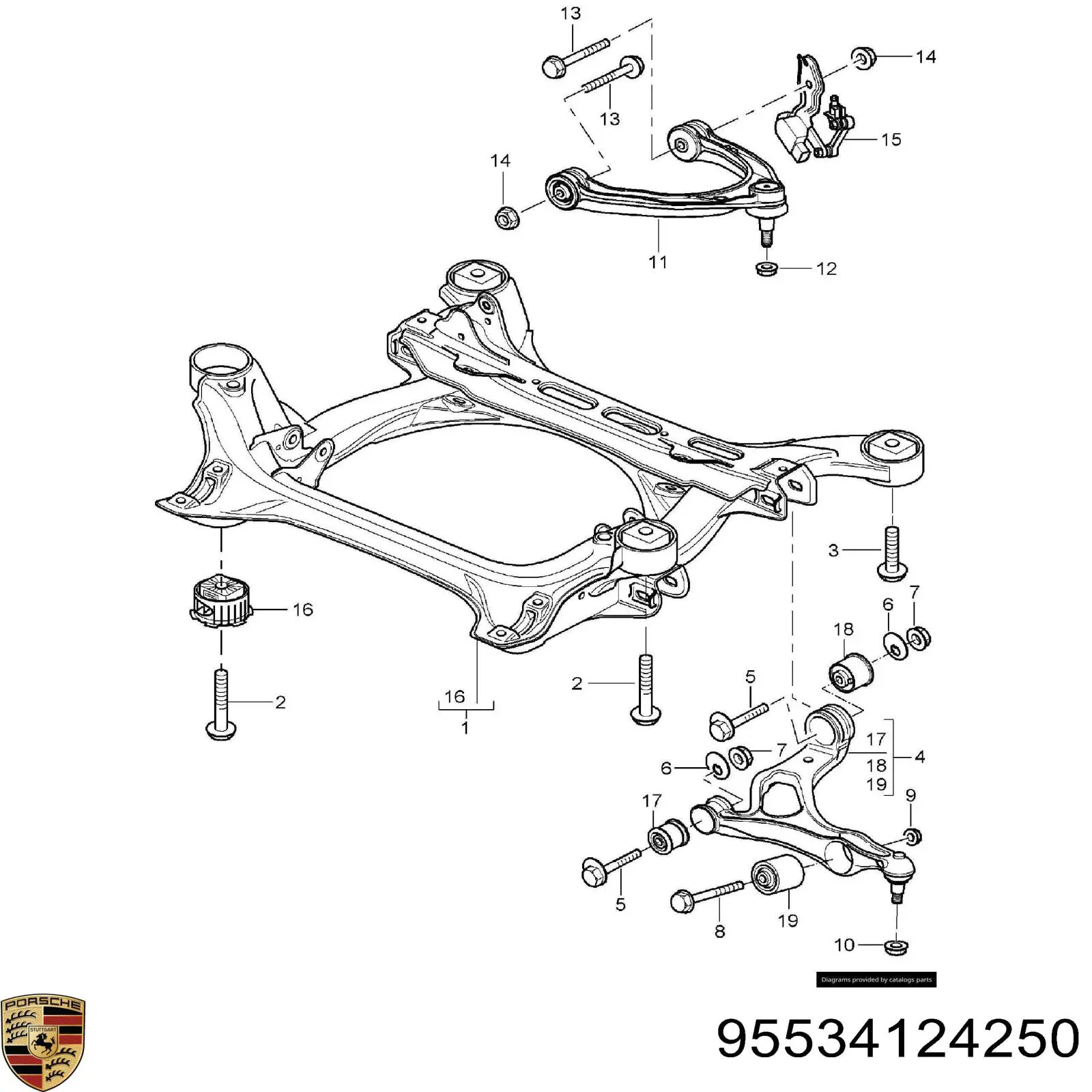 95534124250 Porsche silentblock de suspensión delantero inferior