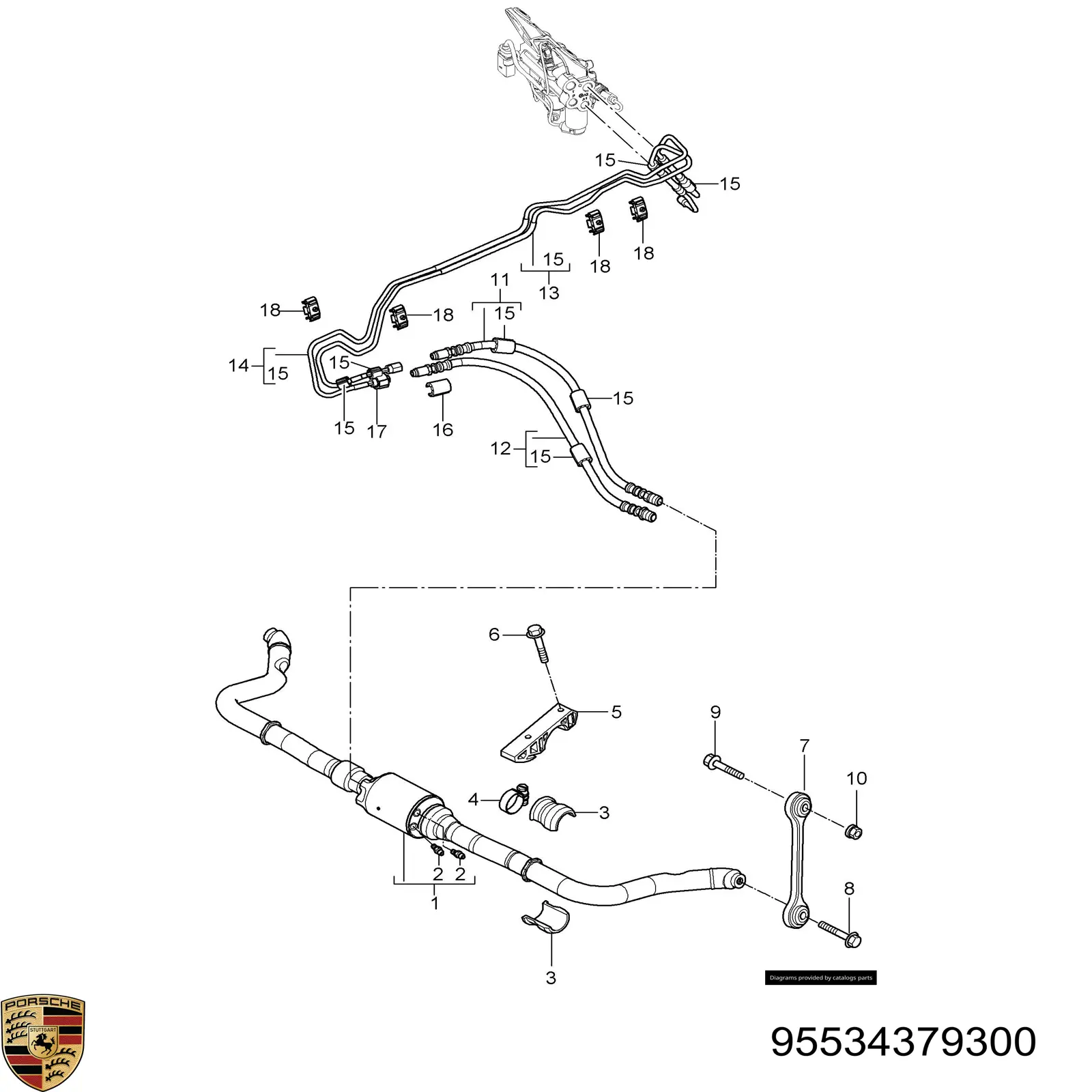 95534379300 Porsche casquillo de barra estabilizadora delantera