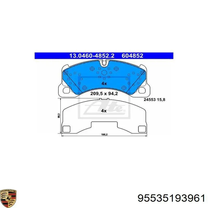 95535193961 Porsche pastillas de freno delanteras