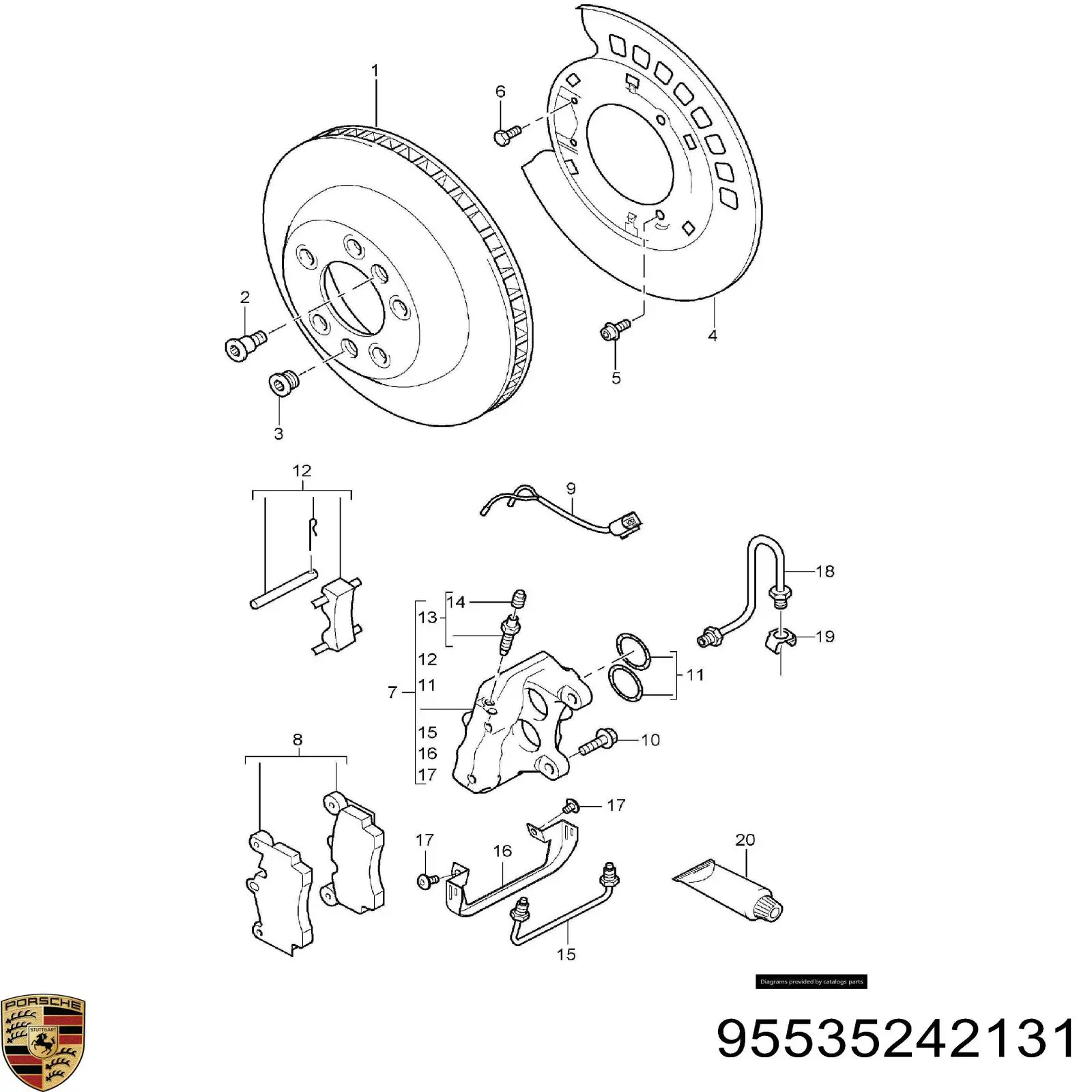 95535242131 Porsche pinza de freno trasera izquierda