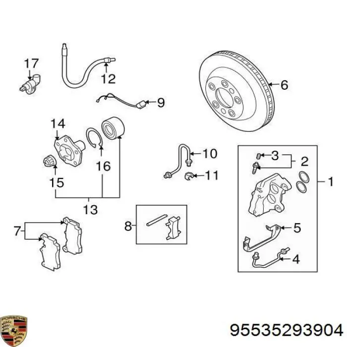 95535293904 Porsche Pastillas freno traseras