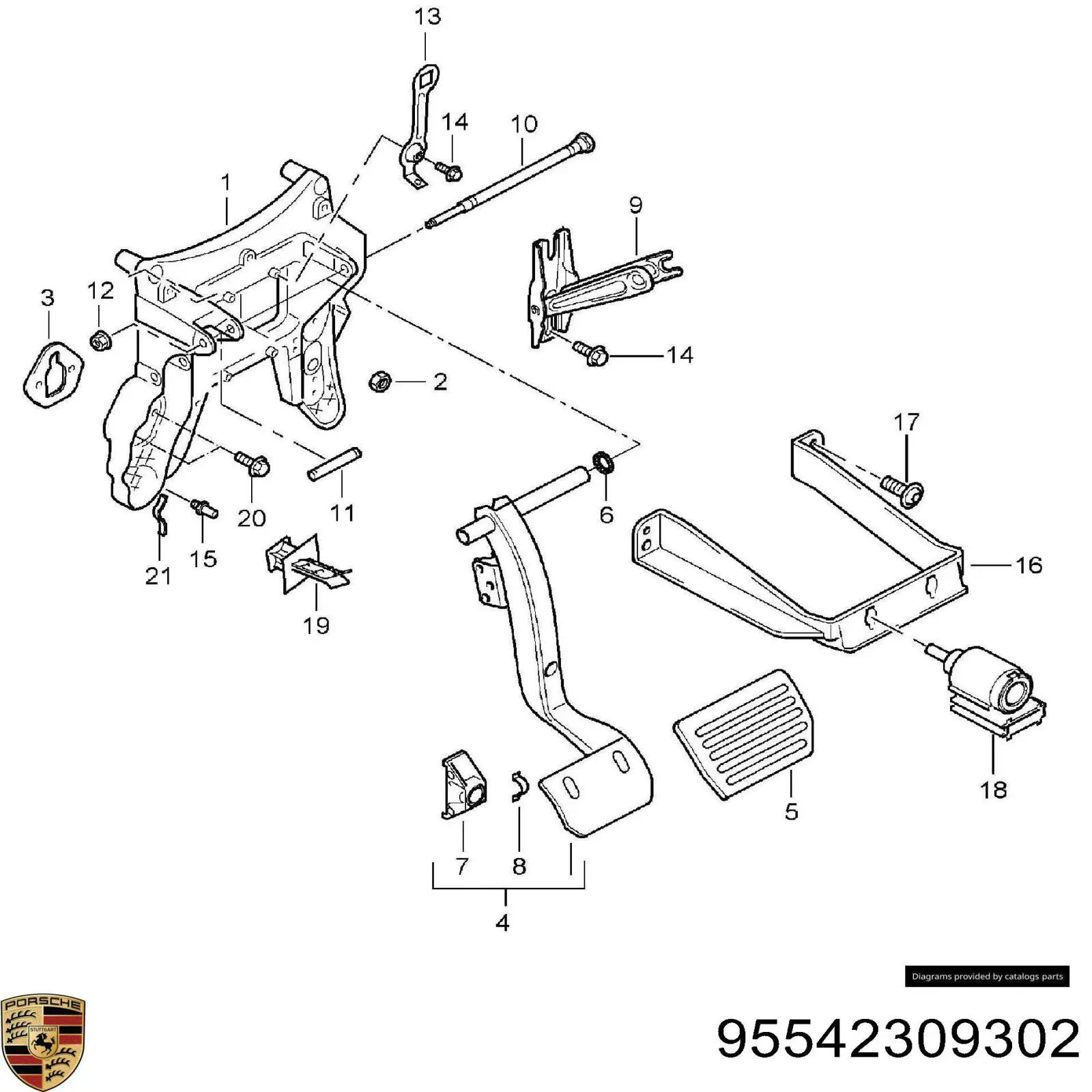 Pedal de freno para Porsche Cayenne (955)