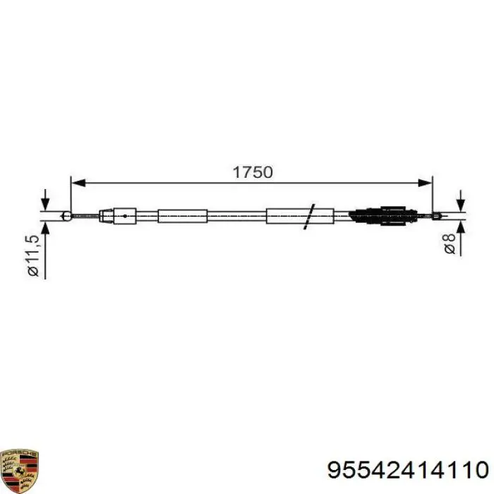 95542414110 Porsche cable de freno de mano trasero derecho/izquierdo