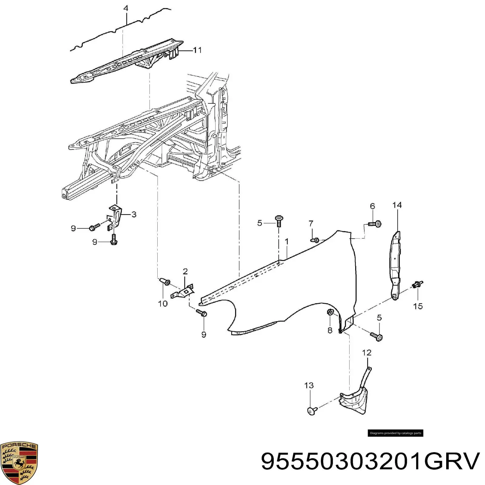 Guardabarros delantero derecho para Porsche Cayenne (955)