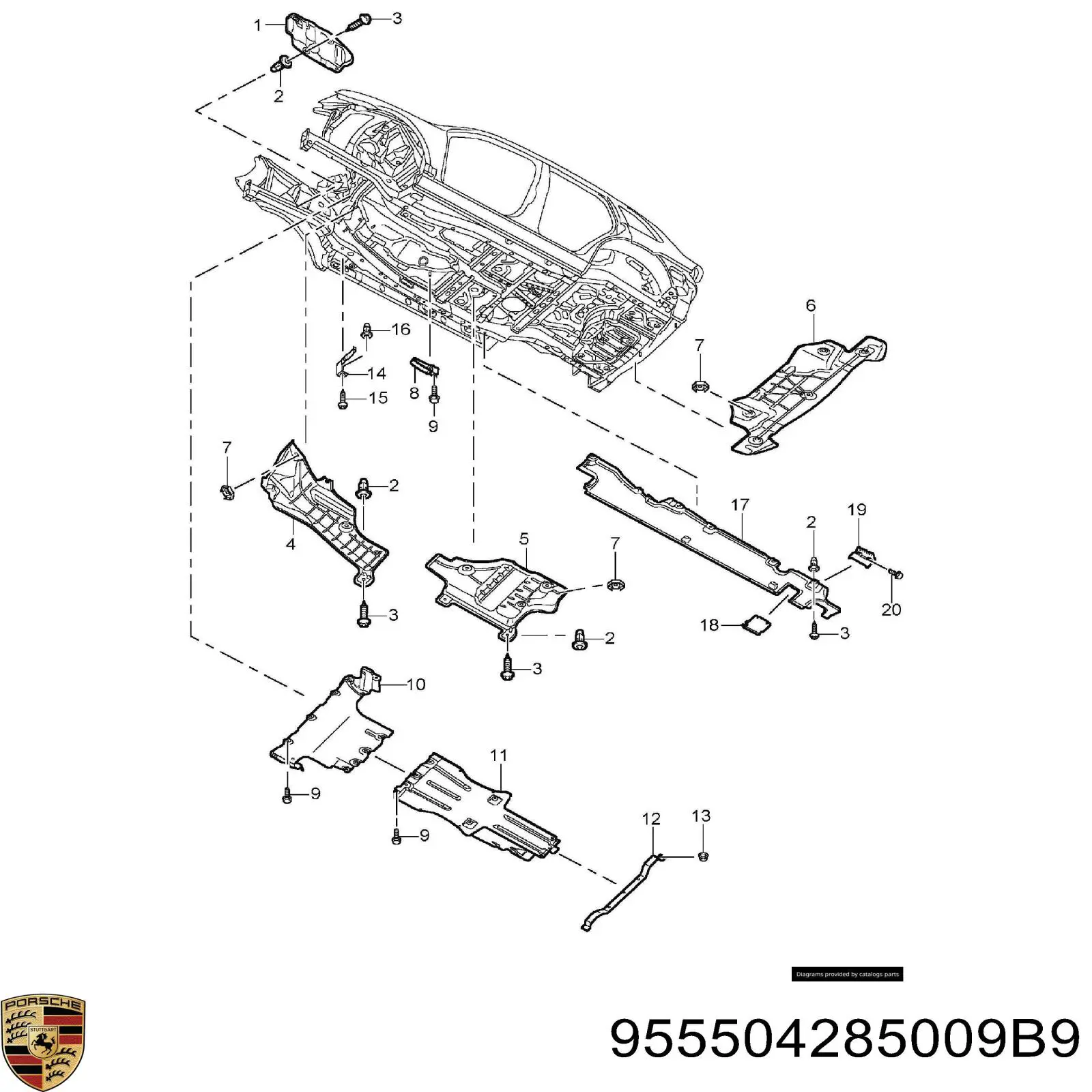 955504285009B9 Porsche protección motor /empotramiento