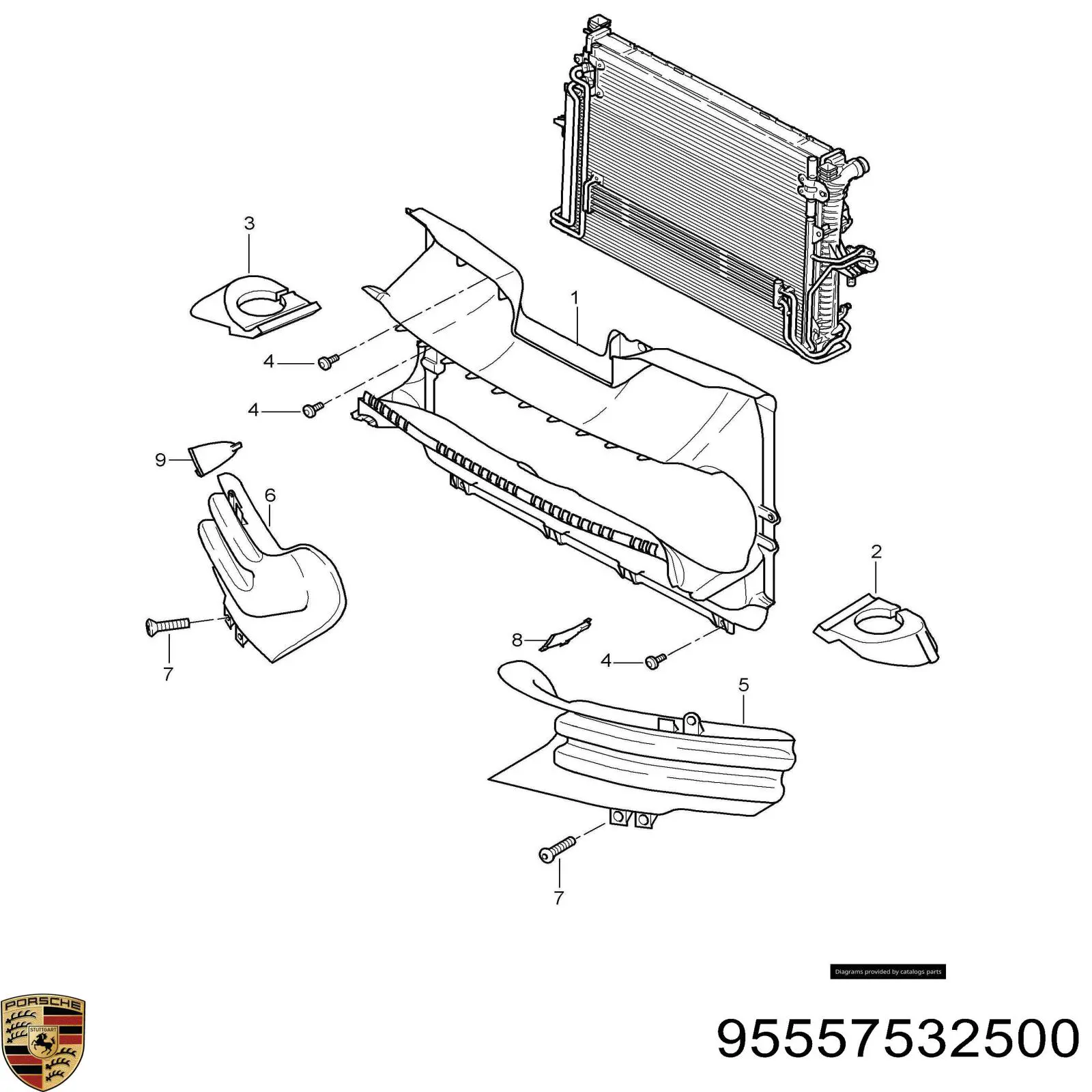 Deflector de aire, radiador para Porsche Cayenne (955)