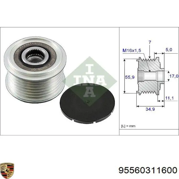 95560311600 Porsche alternador