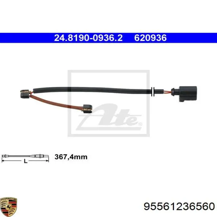 95561236560 Porsche contacto de aviso, desgaste de los frenos