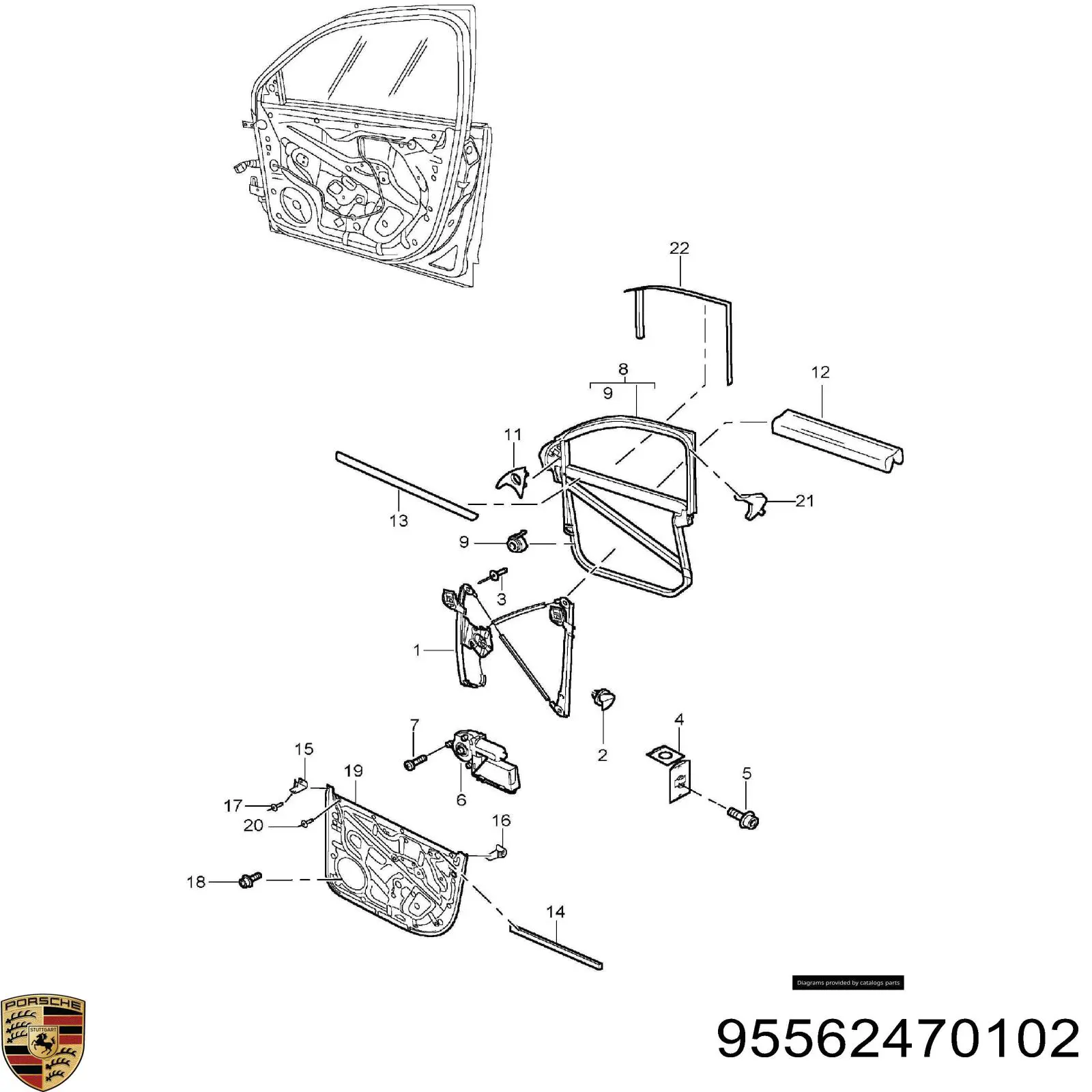 Motor eléctrico, elevalunas, puerta delantera izquierda Porsche Cayenne (955)