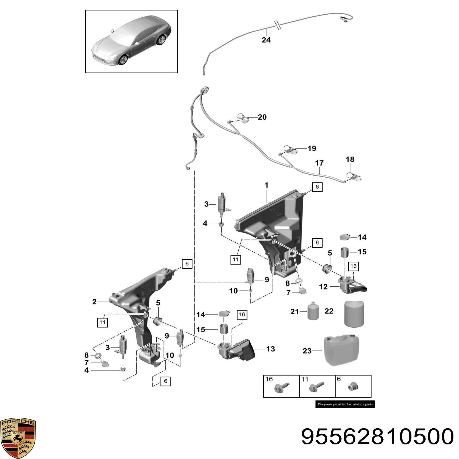 Interruptor del nivel, depósito de agua de lavado Porsche Cayenne 2 (92A)