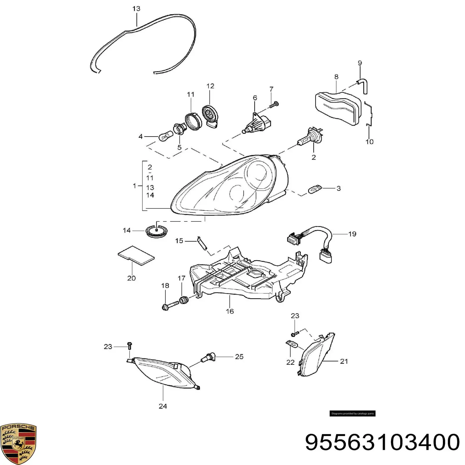 95563103400 Porsche luz intermitente guardabarros izquierdo