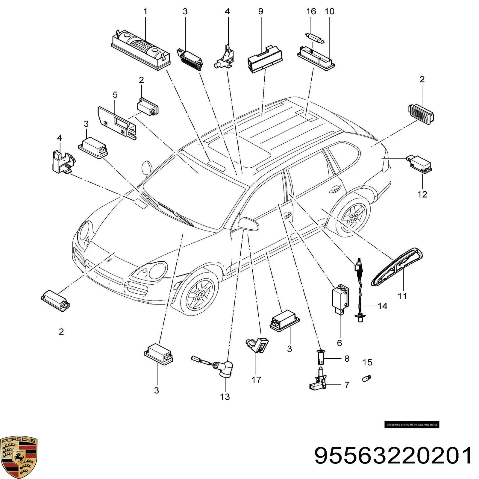 Luz interior (cabina) Porsche Cayenne 2 (92A)